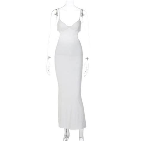 Robe Longue Blanche Moulante Dos Nu Pour Femmes Gala Sexy Et