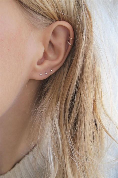 Very Small Studs Small Silver Studs Third Piercing Earring Dot