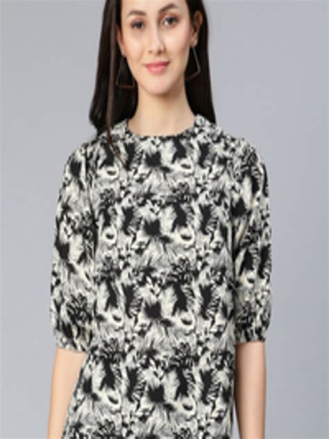 Buy Oxolloxo Black Floral Print Crepe Top Tops For Women 19819728 Myntra