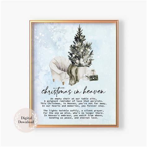 Empty Chair Poem, Christmas in Heaven , Memorial Verse, Remembrance