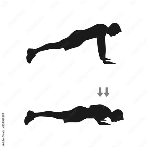 Push Up Workout Training Exercise Steps Silhouette Man Doing Push Ups