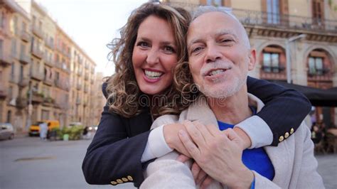 Horizontal Video Call Of A Real Mature Married Couple Smiling And Looking At Camera Mid Adult