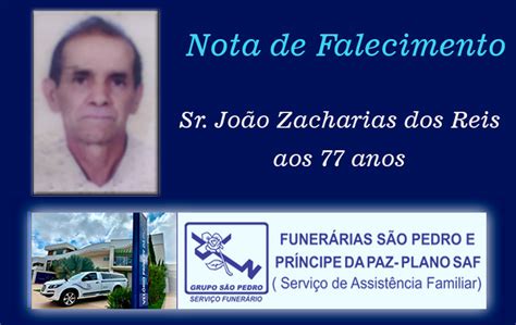 Nota De Falecimento Sr Jo O Zacharias Dos Reis Aos Anos