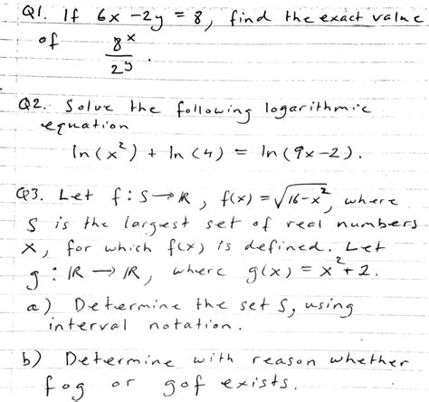 Solved Q1 If 6x−2y 8 Find The Exact Value Of 2y8x Q2