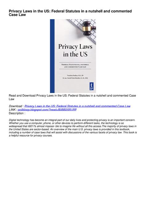 DOWNLOAD [PDF] Privacy Laws in the US: Federal Statutes in a nutshell