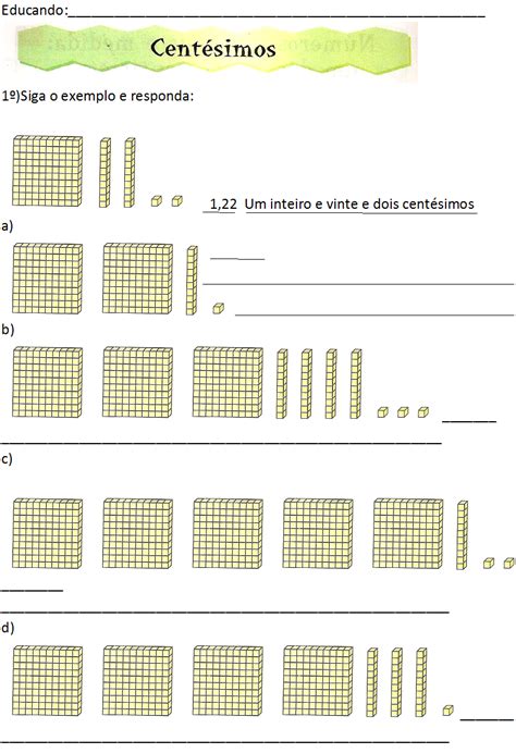 Atividades Sobre Numeros Decimais 5 Ano