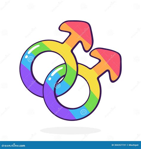 Gay Gender Symbol At Rainbow Color Male Homosexual Orientation Part Of LGBT Community Stock