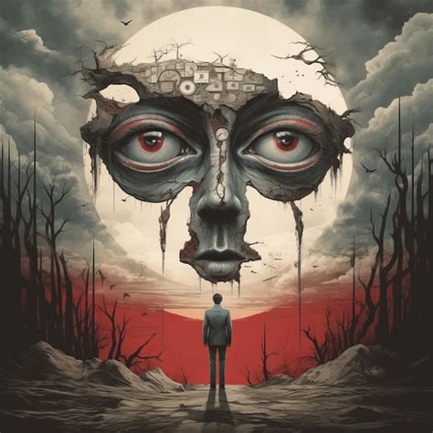 Premium Photo Surreal Horror Poster Distorted Portraits And Hidden