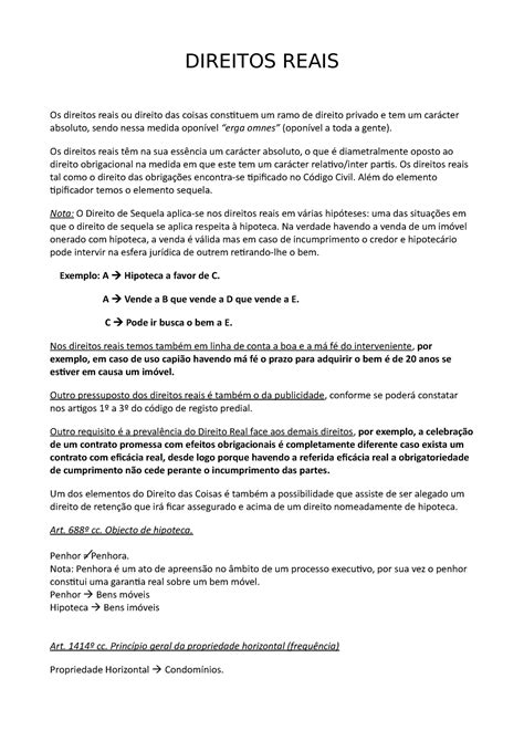 Direitos Reais DIREITOS REAIS Os Direitos Reais Ou Direito Das Coisas