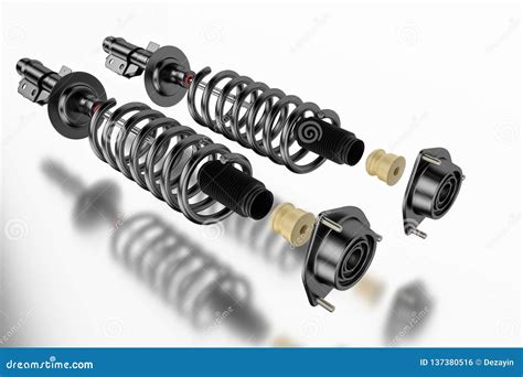 3d Rendering Passenger Car Shock Absorber With Dust Cap Buffer