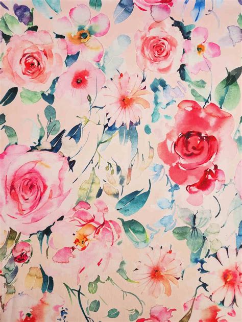 Printed Scuba Floral Nude Curtain Dream