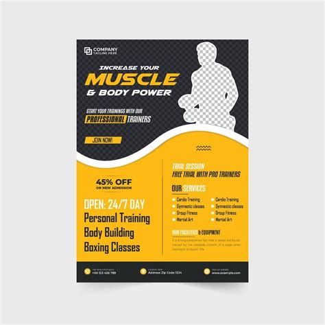 Gym Training Center Promotional Flyer Design With Discount Section