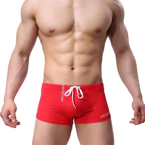 Kpoplk Men Swimwear Swim Boxer Brief Bikini Surfing Trunks Square Cut