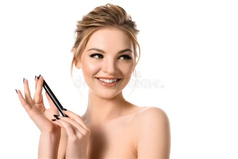Smiling Naked Beautiful Blonde Woman With Stock Image Image Of Feminine Makeup 192470793