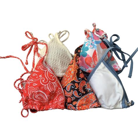 Bundle Of 6 Bikini Tops Size S 8 Paisley Floral Depop