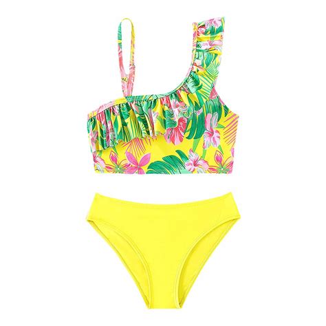 Hienoo Big Girls Bikini Set Hawaii Beach Ruffle Swimsuit Swimwear Beach Bathing Suit Walmart