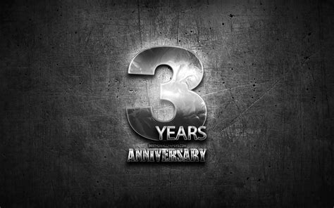 Download Wallpapers 3 Years Anniversary Silver Signs Creative