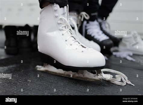 White Figure Skating Boots Stock Photo Alamy