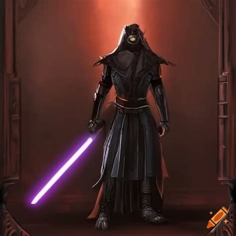 Jedi Knight In Demon Plate Armor Wielding Dual Lightsaber In Battle