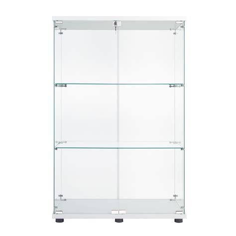 Standing Tempered Glass Display Shelf For Collectibles 3 Shelf Glass Display Cabinet With