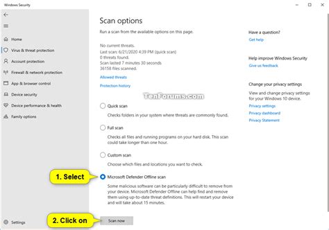 How To Run A Microsoft Defender Offline Scan In Windows 10 Tutorials