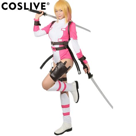 Coslive Gwenpool Costume Superhero Deadpool Halloween Cosplay Costume