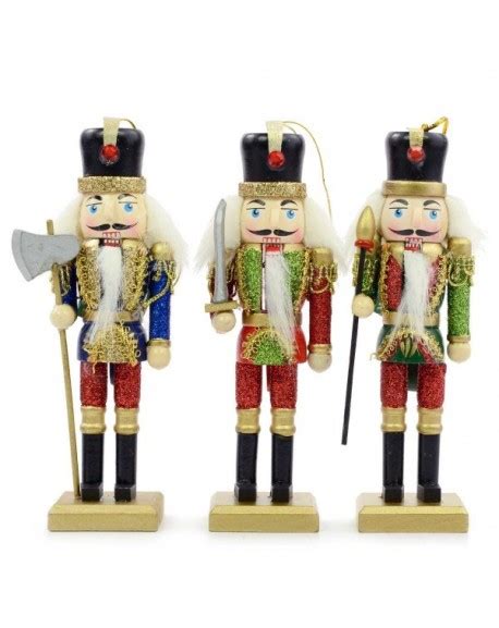 6" Wooden Nutcracker Soldier Christmas Ornament - Set of 3 - CK1104UE27Z