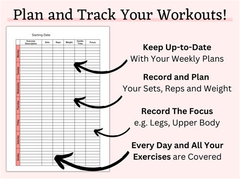 Exercise Tracker Printable Pdf Exercise Log Workout Exercise Plan Log