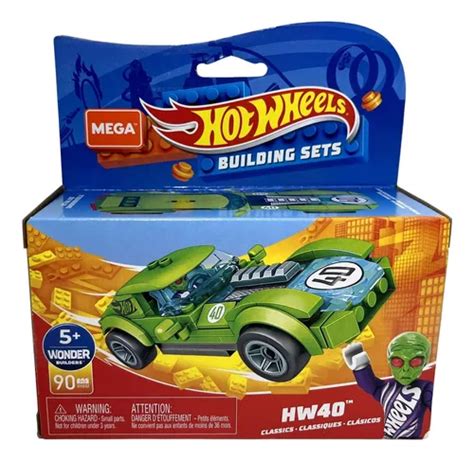 Conjunto Blocos De Montar Mega Construx Hw Verde Carro Carrinho E Mini Boneco Piloto Hot