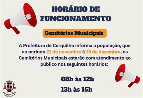 Notícia Prefeitura de Cerquilho informa sobre o horário de