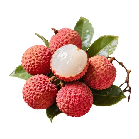 juicy tropical lychee fruit  leaves  peeled flesh  transparent