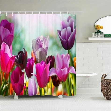 Rurality Fresh Flowers Rose Shower Curtains Bathroom Curtain 3d Fabric