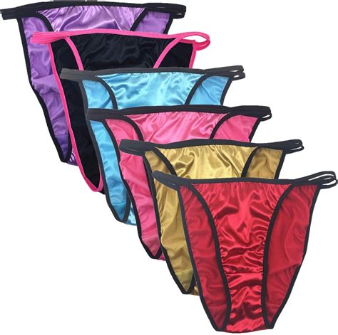 Colorful Star Pack Damen Sexy Satin String Bikini Unterwäsche Glanz Glatte Unterwäsche