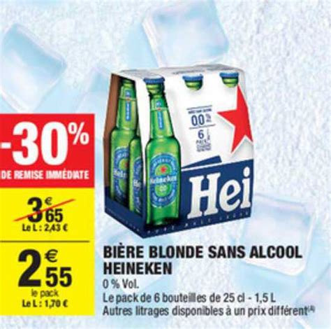 Promo Bière Blonde Sans Alcool Heineken 30 De Remise Immédiate chez Carrefour Market