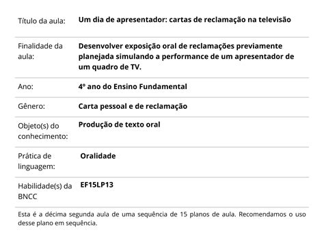 Ficha De Apresentador De Tv - Plano de aula - 4º ano - Um dia de apresentador: cartas de reclamação ...