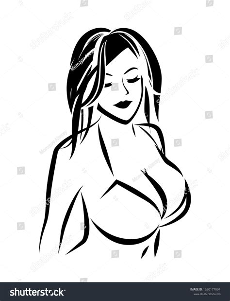 Vektor Stok Nude Girl Swimsuit Outline Vector Illustration Tanpa Royalti 1620177094 Shutterstock