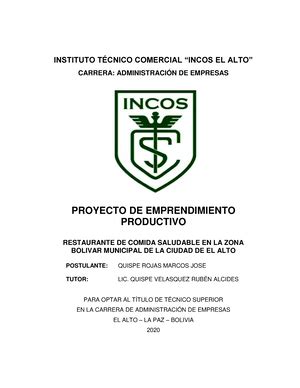 Proyecto Emprendimiento Productivo Emprendimiento Productivo Dise O