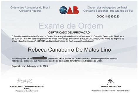 Oab Certificado De Aprovação - Recebido certificado de aprovação no 38º exame da OAB. Que a advocacia ...