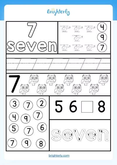 Free Printable Number 7 Seven Worksheets For Kids Pdfs Brighterly