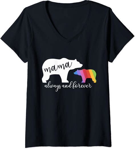 Amazon Womens Mama Bear Gay Pride Momma And Mom Lgbtq V Neck T Shirt Clothing Shoes