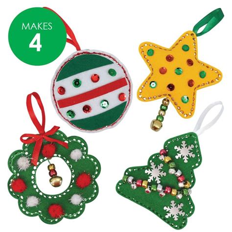 Felt Christmas Sewing Ornaments CleverKit Multi Pack Pack Of 4