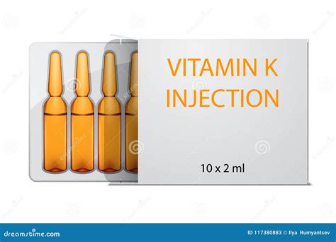 Vitamin K Injection Ampoules in Package, Isolated on White Stock Vector - Illustration of ...