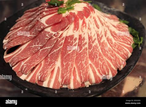 Hot Pot Dishes Beef Rolls And Beef Stock Photo Alamy