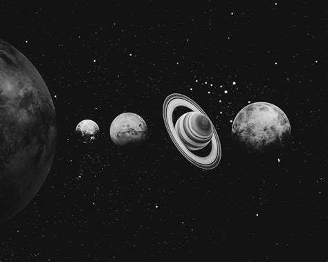 Solar System Wall Art, Solar System Print, Modern Art, Black and White