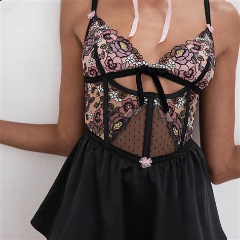 For Love And Lemons Floral Lingerie Romper New Depop