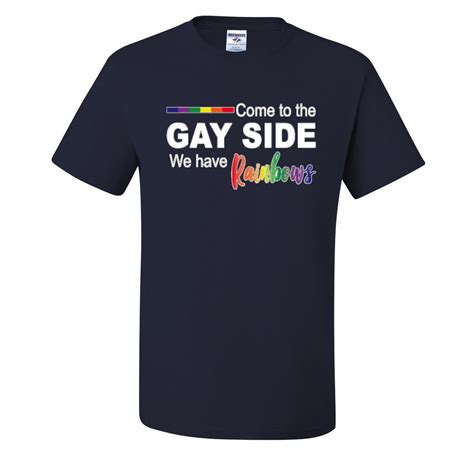 Come To The Gay Side We Have Rainbows Lgbt Pride Mens T Shirts Navy Blue Small Walmart