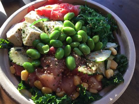 Delicious Poke Bowl with Marinated Tofu and Sashimi