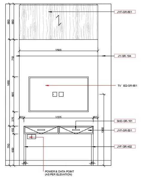 tv unit elevation detail    cad drawing filedownload