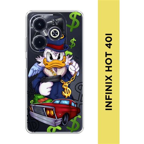 Силиконовый чехол на Infinix HOT i Инфиникс Хот i Scrooge McDuck gangster прозрачный
