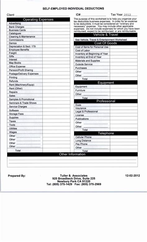 Real Estate Agent Tax Deductions Worksheet Excel 14 Real Est